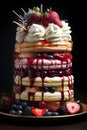 Multi-layered cake with diverse flavor combinations