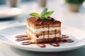 Multi-layered coffee cake in a cafe Royalty Free Stock Photo