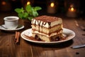 Multi-layered coffee cake in a plate Royalty Free Stock Photo