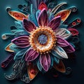 Multi-Layered Paper of Purple White Cyan Blue and Magenta Passionflower Bloom Floral Art Background AI Generative Royalty Free Stock Photo