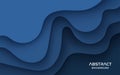 Multi layers blue color texture 3D papercut layers in gradient vector banner. Abstract paper cut art background design Royalty Free Stock Photo