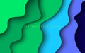 Multi layers blue, green color texture 3D papercut layers in gradient vector banner. Abstract paper cut art background design Royalty Free Stock Photo