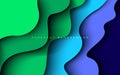 Multi layers blue, green color texture 3D papercut layers in gradient vector banner. Abstract paper cut art background design Royalty Free Stock Photo