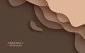 Multi layers brown color texture 3D papercut layers in gradient vector banner. Abstract paper cut art background design Royalty Free Stock Photo