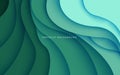 Multi layers green color texture 3D papercut layers in gradient vector banner. Abstract paper cut art background design Royalty Free Stock Photo