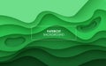 Multi layers green color texture 3D papercut layers in gradient vector banner. Abstract paper cut art background design Royalty Free Stock Photo