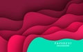 Multi layers green red color texture 3D papercut layers in gradient vector banner. Abstract paper cut art background design Royalty Free Stock Photo