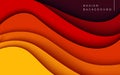 Multi layers orange red color texture 3D papercut layers in gradient vector banner. Royalty Free Stock Photo