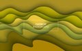 Multi layers yellow green texture 3D papercut layers in gradient vector banner. Abstract paper cut art background design Royalty Free Stock Photo