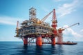 a multi-level oil platform standing in the middle of the ocean,producing oil and gas for industry,the concept of the oil and gas