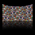 Multi media screens displaying images/information Royalty Free Stock Photo