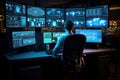 Multi monitor cybersecurity analyst workstation monitoring system with multiple screens