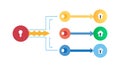Multi-path key flow diagram, complex process visualization, vector design Generative AI Royalty Free Stock Photo