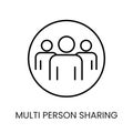 Multi person sharing line vector icon with editable stroke Royalty Free Stock Photo