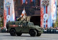 Multi-purpose armored cars `Tiger-M` at the dress rehearsal of parade on red square in honor of Victory Day. Royalty Free Stock Photo