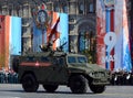 Multi-purpose armored cars `Tiger-M` at the dress rehearsal of parade on red square in honor of Victory Day. Royalty Free Stock Photo