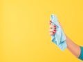 Multi purpose cloth cleaning hand copy space Royalty Free Stock Photo