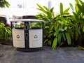 Multi-purpose modern trash cans, can be used for cigarette butts, Recyclable, and other waste Royalty Free Stock Photo