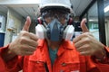 Multi-purpose respirator half mask for toxic gas protection.