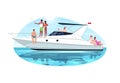 Multi racial group on voyage semi flat vector illustration Royalty Free Stock Photo