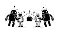 Multi-Robot Interaction, AI Group Dynamics, Collaborative Systems, vector design Generative AI Royalty Free Stock Photo