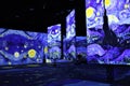 Multi-sensory exhibition in Poznan, Poland - Starry Night, painting of Vincent Van Gogh, Dutch Post-Impressionist painter Royalty Free Stock Photo