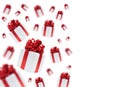 Multi size white gift box red ribbon Royalty Free Stock Photo