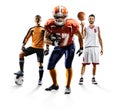 Multi sport collage soccer american football bascketball