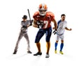 Multi sport collage soccer american football baseball