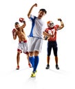 Multi sport collage soccer american football boxing