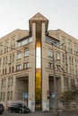 Multi-storey apartment building of the 1990s in the style of postmodernism in Podil.