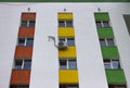 multi-storey building with multi-colored inserts. Russia, city of Sterlitamak, South Ural