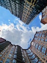 Multi-storey building in a modern residential complex and a view of the sky. Business buildings in metropolitan areas. modern Royalty Free Stock Photo