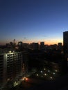 construction of a multi-storey house at sunset