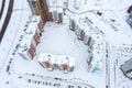 Multi-storey high-rise apartment buildings in new residential area. aerial view in winter Royalty Free Stock Photo