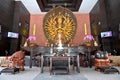 Main prayer hall and statues of Sakyamuni Buddha and Guanyin in Foo Hai Chan Monastery, a Chinese Zen temple, Singapore