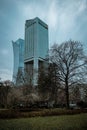 Multi-storey office building of modern architecture. View from below Royalty Free Stock Photo