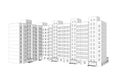 Multi-storey residential building rendered isolated on a white background with shadows. Sketch style Royalty Free Stock Photo