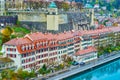 The multi-storey residential houses on the riverside of Aare river, Bern, Switzerland