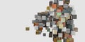 Multi surface cube Random distribution background 3D illustration