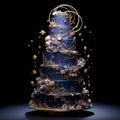 Multi-tiered celestial wedding cake