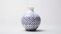 Colorful Dotted White Vase In Qajar Art Style