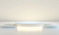 Multi-tiered white podium with bright yellow underglow Royalty Free Stock Photo