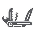 Multi tool glyph icon, camping and multifunction, pocket knife sign, vector graphics, a solid pattern on a white Royalty Free Stock Photo