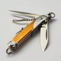 a multi-tool knife on a white surface Royalty Free Stock Photo