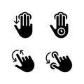 Multi touch control black glyph icons set on white space