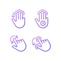 Multi touch control gradient linear vector icons set