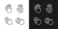 Multi touch control pixel perfect linear icons set for dark, light mode