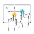 Multi touch related color line vector icon, illustration