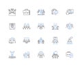 Multi-unit system line icons collection. Integration, Scalability, Efficiency, Consistency, Standardization